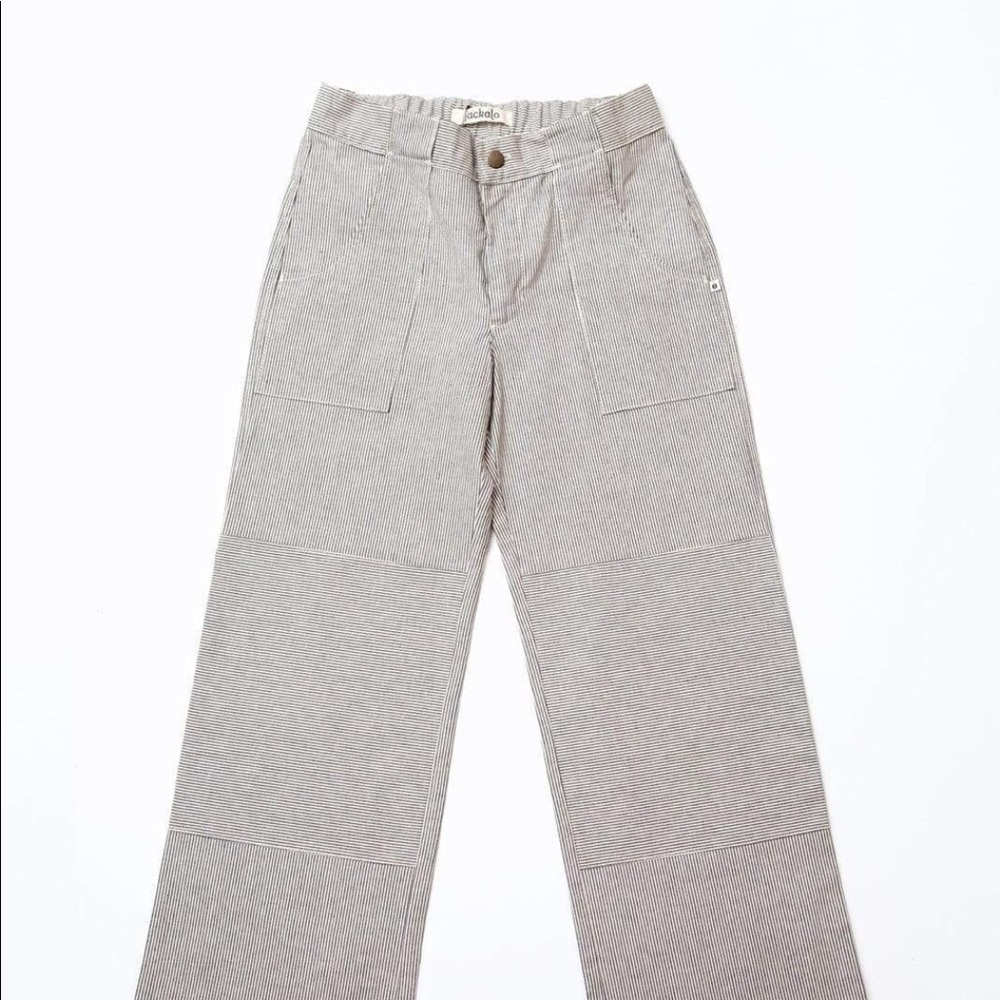 Organic Pinstriped Wide Leg Pant